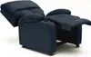 A recliner chair is shown from a side angle against a white background. The chair is blue and appears to be made of a soft fabric. Anteprima dell’immagine prodotto