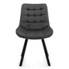 A single gray upholstered chair with a tufted back and black metal legs, shown from the front on a white background. Podgląd zdjęcia produktu
