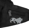 A close-up view of a black Lonsdale hip bag, showing the zipper and the brand's lion logo. Anteprima dell’immagine prodotto