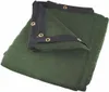 A folded green tarp with black reinforced edges and grommets. Produktbild-Vorschau