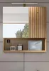 A bathroom cabinet with a mirror and shelf. Produktbild-Vorschau
