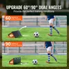 A split image showing a soccer training board at two different angles, with a soccer ball and a person in athletic wear demonstrating its use. Voir les images du produit