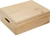 A wooden storage box with a hinged lid and handles on the sides. Anteprima dell’immagine prodotto