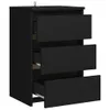 A black three-drawer nightstand against a white background. Náhled obrázku produktu
