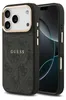 A black and gray Guess branded phone case for an iPhone 14 Pro, shown from the front with the phone inside. Anteprima dell’immagine prodotto