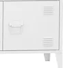 A close-up view of a white metal cabinet with a handle and ventilation slots. Podgląd zdjęcia produktu