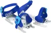 A product shot of three pairs of adjustable ice skates for children. Produktbild-Vorschau
