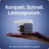 A hand holding two power adapters, with text overlay. Produktbild-Vorschau
