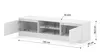 A white TV cabinet with dimensions shown. Voir les images du produit
