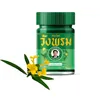 A green bottle of WangProm herbal balm is shown with a sprig of yellow flowers and green leaves in the foreground. Produktbild-Vorschau