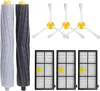 A set of replacement parts for an iRobot Roomba vacuum cleaner, including brushes and filters, arranged on a white background. Produktbild-Vorschau