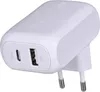 A white Belkin dual-port USB charger with a USB-C port and a USB-A port. Anteprima dell’immagine prodotto