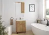 A modern bathroom with a freestanding bathtub, vanity with sink and mirror, and toilet. Náhled obrázku produktu