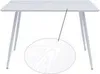 A white dining table with a close-up view of its wood grain texture. Produktbild-Vorschau