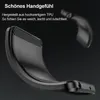 A black phone case is shown bending to highlight its flexibility, with German text describing its features. Produktbild-Vorschau