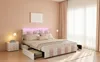 ProximaX Polsterbett 140x200 cm – Weiß-Rosa Samt, 4 große Produktbild-Vorschau 3