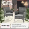 2 ratanové židle + 4 potahy na sedáky - šedá/světle šedá Náhled obrázku produktu 5