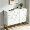 Sideboard Weiß Marmoroptik, Kommode mit 1 Tür und 3 Produktbild-Vorschau 5