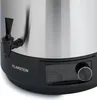 A close-up view of the bottom section of a stainless steel appliance, showing a black tap and a digital control panel. Produktbild-Vorschau