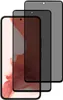 Three screen protectors are layered on top of each other, with the front-most one partially obscuring a phone screen. Produktbild-Vorschau
