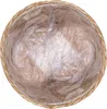 A top-down view of a woven basket lined with clear plastic, containing several round objects. Produktbild-Vorschau