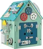 Drewniany domek do zabawy z grami sensorycznymi i schowkami Podgląd zdjęcia produktu 2