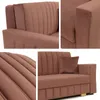 Collage of close-up shots of a brown sofa, highlighting its texture and stitching. Náhled obrázku produktu