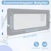 A diagram showing the dimensions and features of a collapsible bed rail. Produktbild-Vorschau