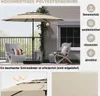 A patio umbrella and chairs on a balcony. Podgląd zdjęcia produktu