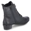 A black leather boot is shown from the side and back on a white background. Voir les images du produit