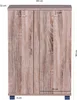 A front view of a wooden shoe cabinet with dimensions indicated. Náhled obrázku produktu