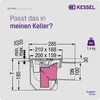 KESSEL Kellerablauf DN 100 kompakt 150 x 190 mm Schlitzrost Produktbild-Vorschau 2