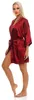 Damen Morgenmantel kurzer Kimono in Satin-Optik; Weinrot L Produktbild-Vorschau 2