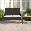 Panca da giardino a 2 posti con cuscini in poly rattan nero Anteprima dell’immagine prodotto 2