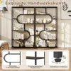 A collage showing a bookshelf, close-ups of its design features, and a detail of its adjustable feet. Produktbild-Vorschau