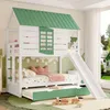 A bunk bed with a slide and trundle bed in a child's room. Náhled obrázku produktu