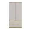A white wardrobe with wood accents against a white background. Anteprima dell’immagine prodotto