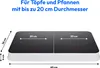 A two-burner induction cooktop with dimensions indicated. Produktbild-Vorschau