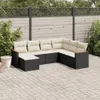 vidaXL 7-tlg. Garten-Sofagarnitur mit Kissen Schwarz Poly Produktbild-Vorschau 2