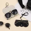 INF Custodia portatile per occhiali in pelle Nero Anteprima dell’immagine prodotto 5