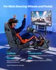 A person wearing VR goggles is sitting in a racing simulator cockpit, celebrating while playing a racing game on a large monitor. Voir les images du produit