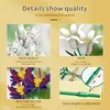 A collage of four close-up images showcasing details of building block flowers, with accompanying text describing features. Náhľad obrázku produktu