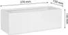A white ceramic planter with dimensions indicated by measurement lines and text. Produktbild-Vorschau