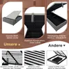 Collage showcasing different features and construction details of a storage bed frame. Náhled obrázku produktu