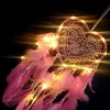 Herz Traumfänger Mit Lichtern Boho-Stil Handgefertigt LED Produktbild-Vorschau 7