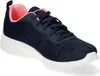 A single navy blue Skechers sneaker with pink accents and a white sole is shown against a white background. Produktbild-Vorschau