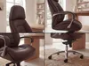 FineBuy Designer Bürostuhl Braun Bezug Echtleder Produktbild-Vorschau 5