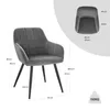A dark gray armchair with dimensions indicated by measurement lines and text. Produktbild-Vorschau