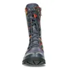 Laura Vita Damen Stiefelette Leder Blumen Muster Produktbild-Vorschau 2