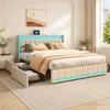 INONEFT Doppelbett Stauraumbett 140x200cm, Polsterbett mit Produktbild-Vorschau 3